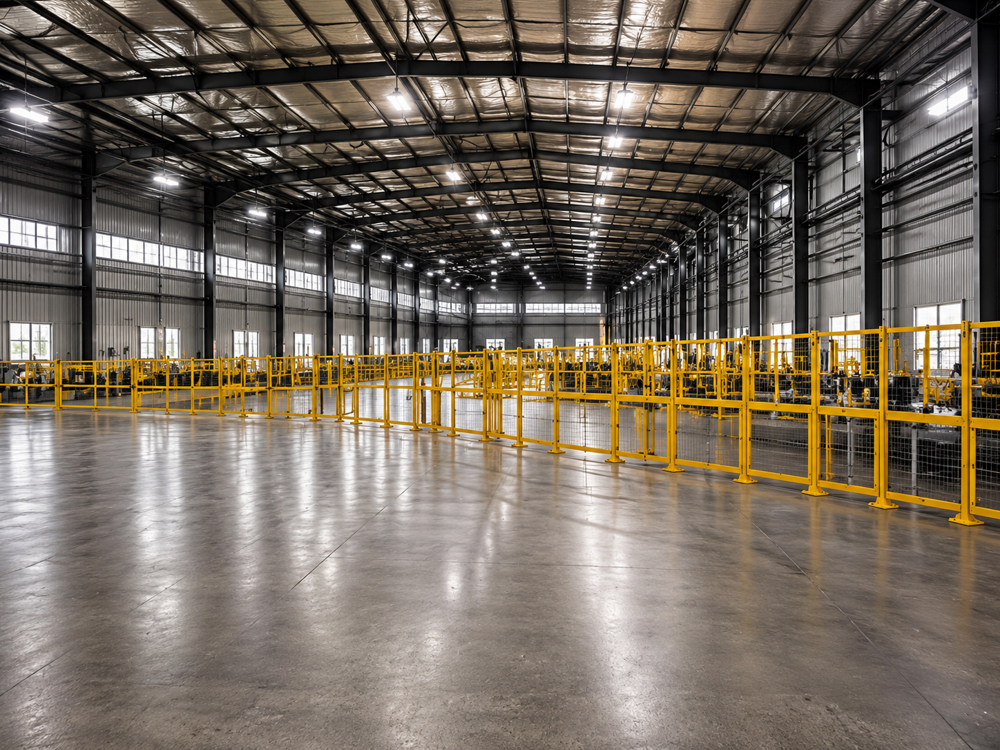 Industrial factory floor and machinery area