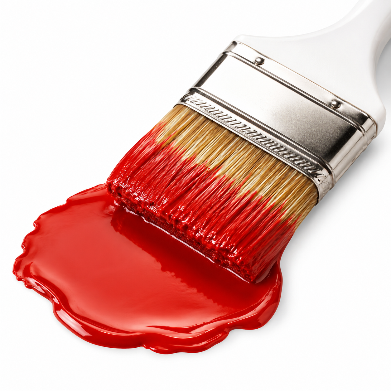 Paint brush with glossy red paint
